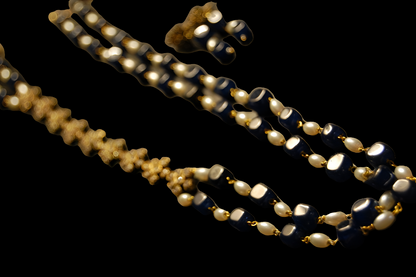 PEARL & BLUE MALA WITH ZIRCON STRING