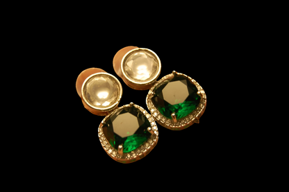 AMERICAN DIAMOND EARRINGS IN EMERALD GREEN