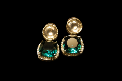 AMERICAN DIAMOND EARRINGS IN DEEP TURQUOISE