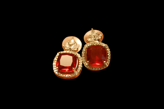 ELEGANT ZIRCON & RUBY RED EARRINGS