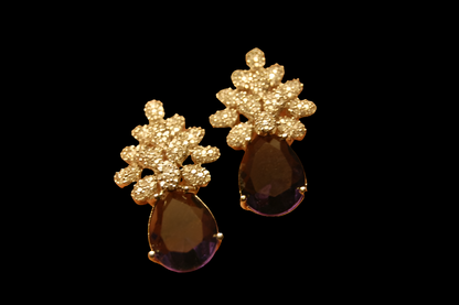 AMERICAN DIAMOND EARRINGS IN AMETHYST PURPLE