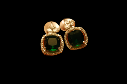 ELEGANT ZIRCON & EMERALD EARRINGS
