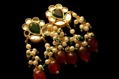 RED & GREEN KUNDAN EARRINGS