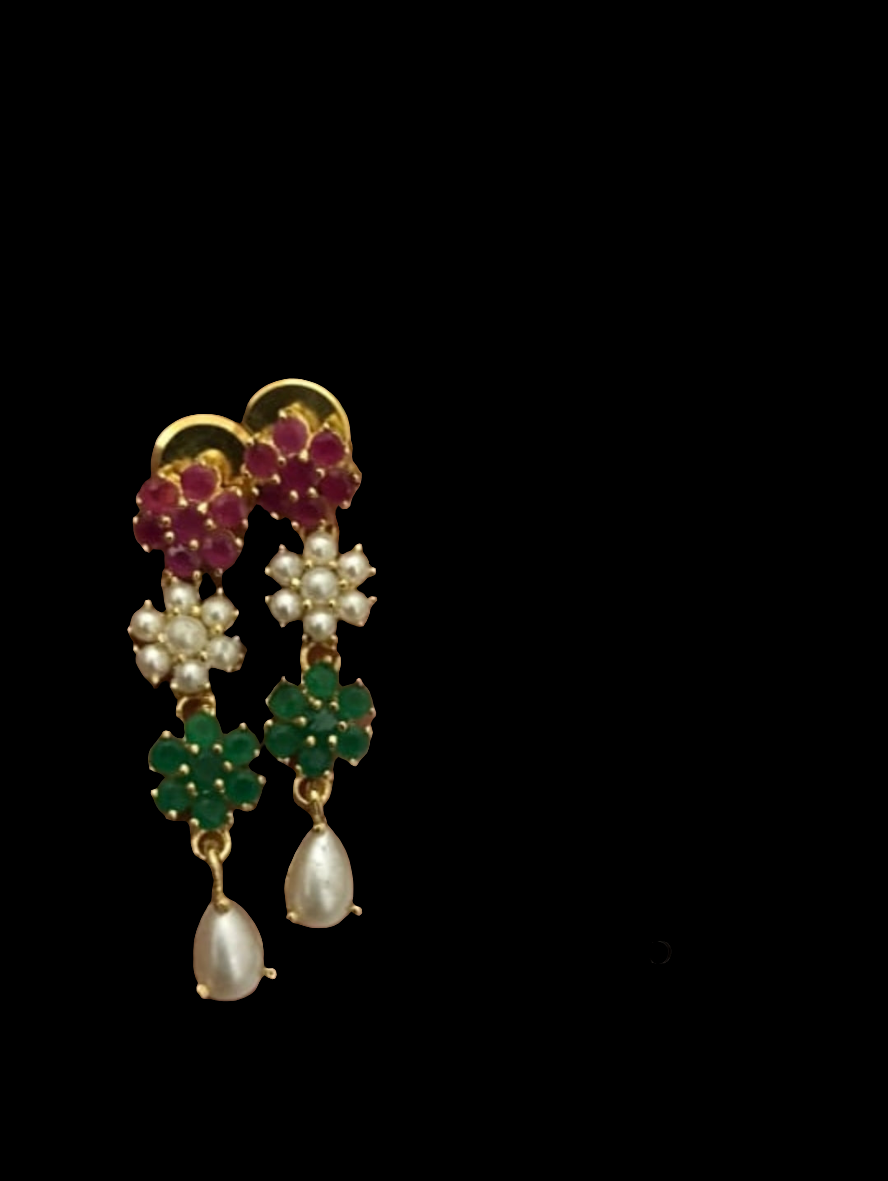 MULTI STONE FLORAL EARRINGS