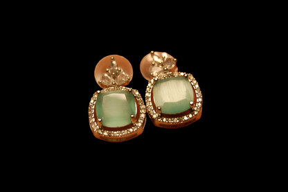 ELEGANT ZIRCON & JADE GREEN EARRINGS