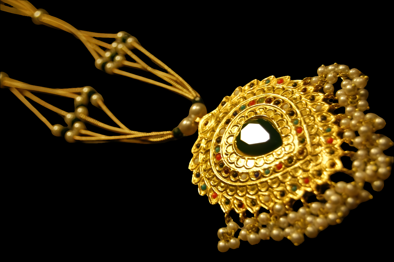 NAURATAN MALA WITH GREEN STONE