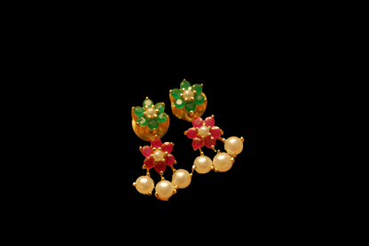 MULTI STONE FLORAL EARRINGS