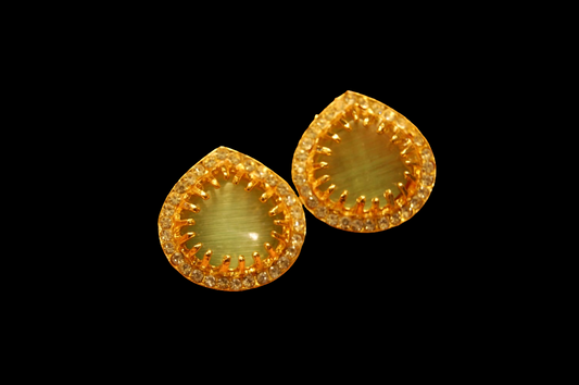 SMALL JADE GREEN EARRINGS WITH ZIRCONS