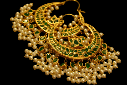 LARGE BALAS IN GREEN & PEARLS