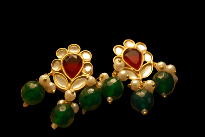 RED & GREEN KUNDAN EARRINGS