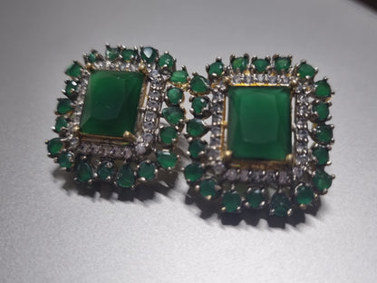 GREEN SQUARE EARRINGS