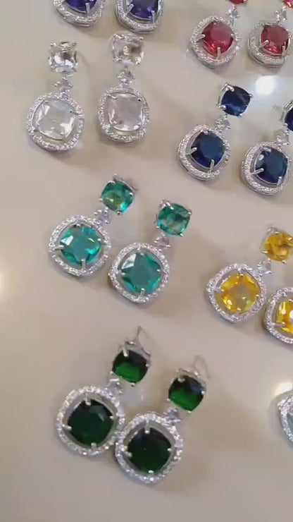 SEA GREEN  BLUE ZIRCON EARRINGS