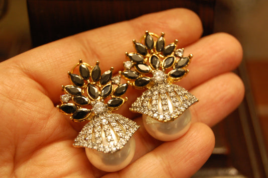 Elegant black zircon earrings
