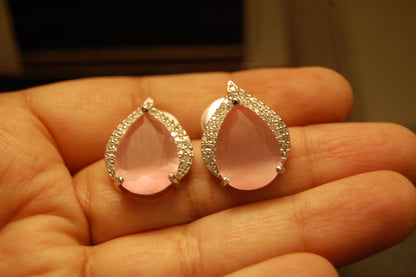 ELEGANT ZIRCON & PINK  EARRINGS
