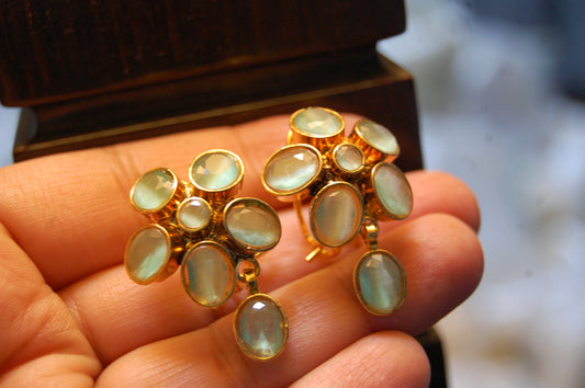 JADE GREEN FLORAL EARRINGS