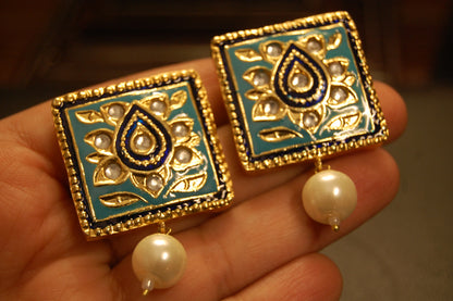 FEROZY & BLUE KUNDAN & MEENA EARRINGS