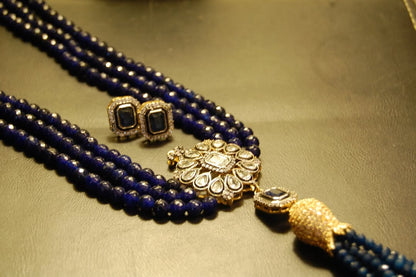 SAPPHIRE BLUE LONG MALA WITH TUSSEL