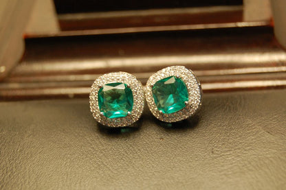 AMERICAN DIAMONDS & SEA GREEN STUDS