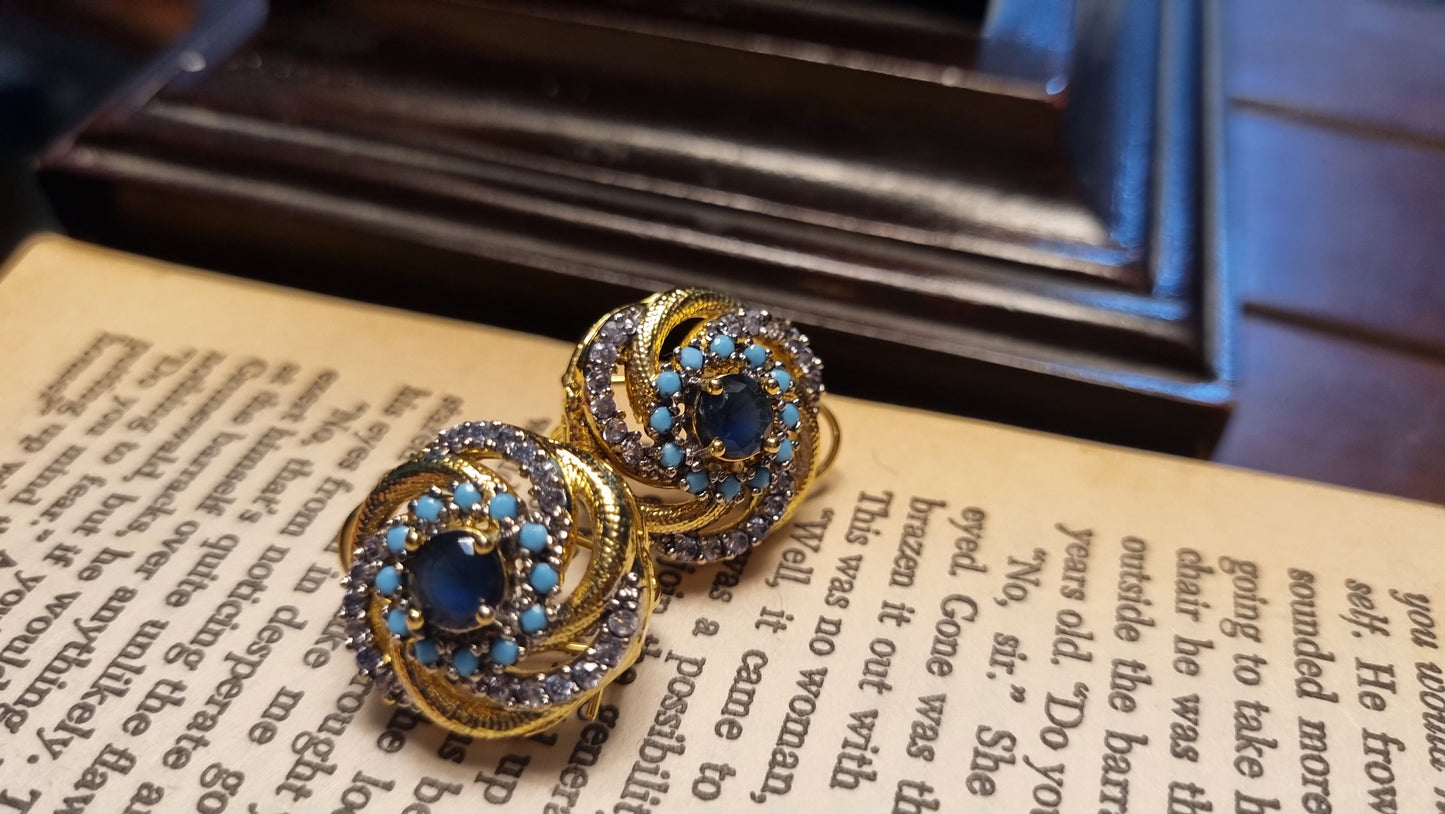 ELEGANT FEROZA & BLUE EARRINGS