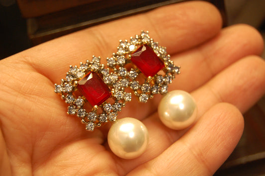RED & PEARL EARRINGS