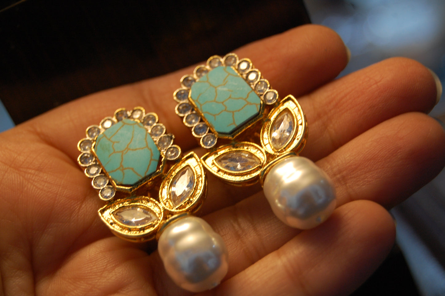 FEROZA & ZIRCON EARRINGS