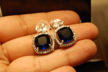 ELEGANT ZIRCON & SAPPHIRE BLUE EARRINGS
