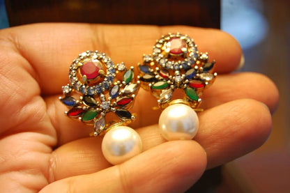 MULTI, PEARL & ZIRCON EARRINGS