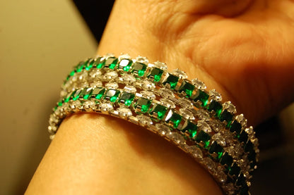 ELEGANT GREEN & ZIRCON BANGLES