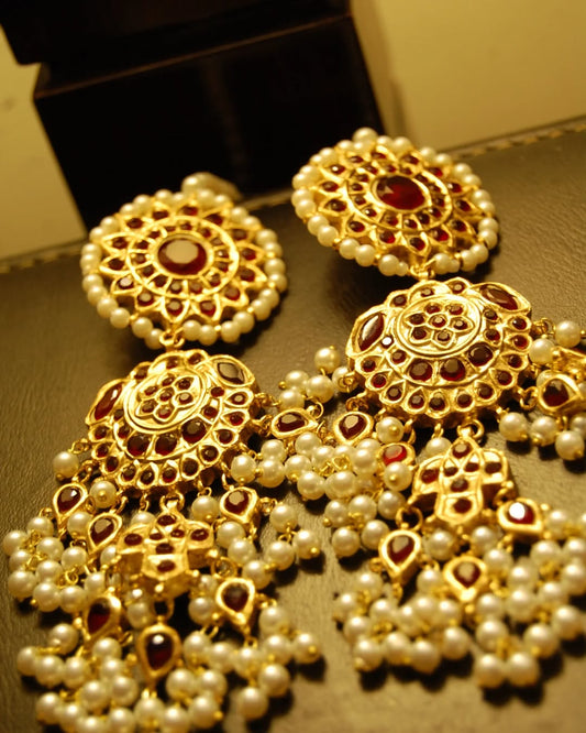 RED & PEARLS EARRINGS