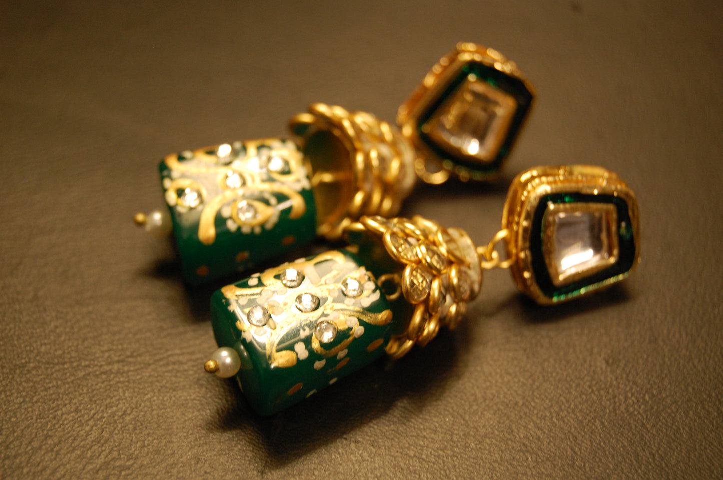 GREEN & KUNDAN EARRINGS