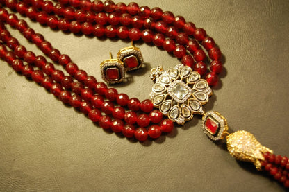 RUBY RED LONG MALA WITH TUSSEL