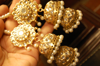 TWO LAYERED KUNDAN JHUMKAS
