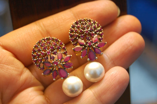 RED & PEARL EARRINGS