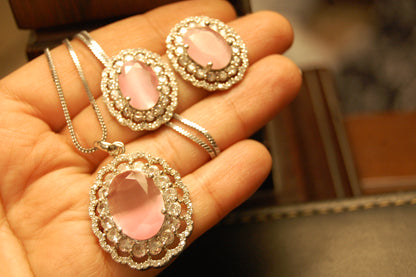 PINK PENDENT SET IN ZIRCONS