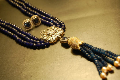 SAPPHIRE BLUE LONG MALA WITH TUSSEL