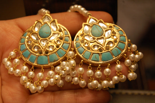 FEROZA KUNDAN & PEARLS EARRINGS