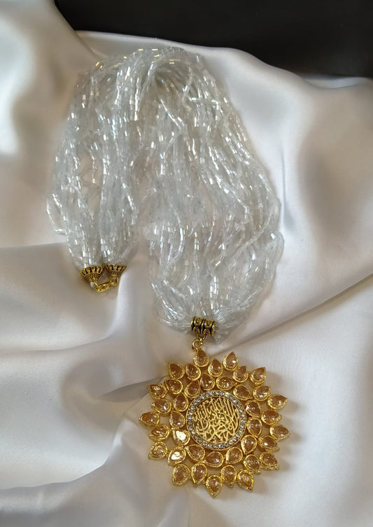 CALLIGRAPHIC MALA IN CHAMPAGNE STONES