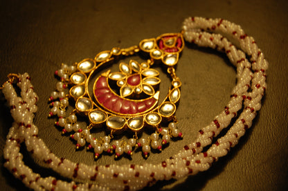 ELEGANT KUNDAN MALA IN RED