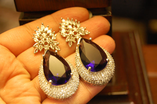PURPLE AMETHYST ZIRCON EARRINGS