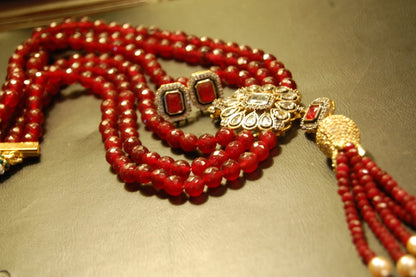RUBY RED LONG MALA WITH TUSSEL