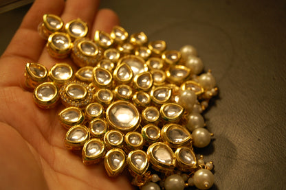 INDIAN POLKI KUNDAN EARRINGS WITH RED