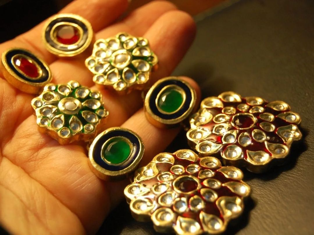 RED & GREEN KUNDAN LONG EARRINGS