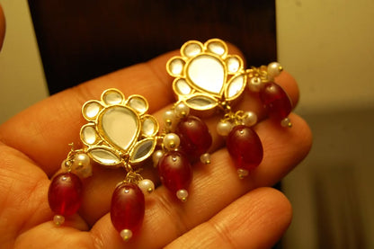RED KUNDAN EARRINGS