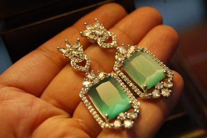 JADE GREEN ZIRCON EARRINGS