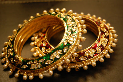 SINGLE, 3D MEENA & KUNDAN KARA , ONE SIDE GREEN OTHER RED MEENA