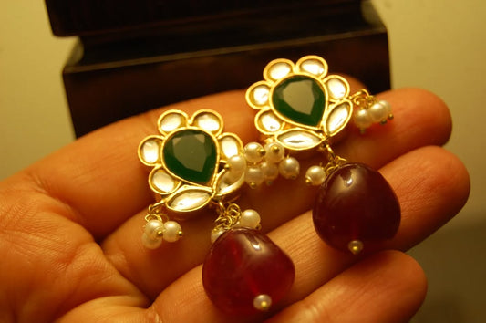 RED & GREEN KUNDAN EARRINGS