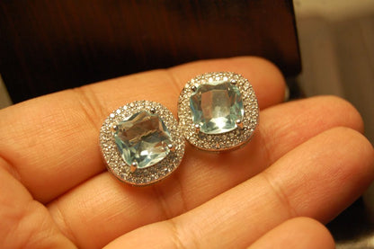 AMERICAN DIAMONDS AQUAMARINE STUDS