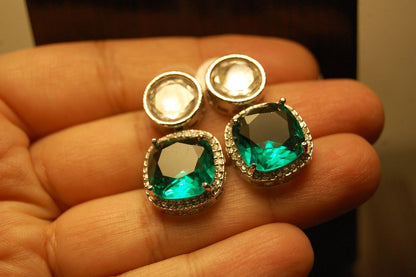 AMERICAN DIAMOND EARRINGS IN SEA GREEN