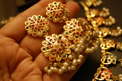 TRADITIONAL FLORAL NAURATAN EARRINGS
