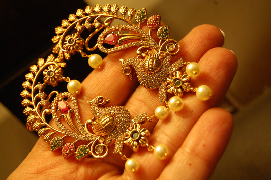 SOUTH INDIAN EARRINGS IN RED & GREEN